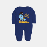 My First Mahashivratri Personalized Baby Fullbody Suit – Traditional Shiv Theme - NAVY BLUE - New Born (Chest 7.5")