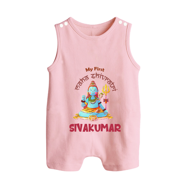 Little Shiva Collection – Personalized Mahashivratri Baby Romper Suit - BABY PINK - 0 - 5 Months Old (Chest 18")