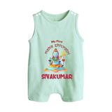 Little Shiva Collection – Personalized Mahashivratri Baby Romper Suit - MINT GREEN - 0 - 5 Months Old (Chest 18")