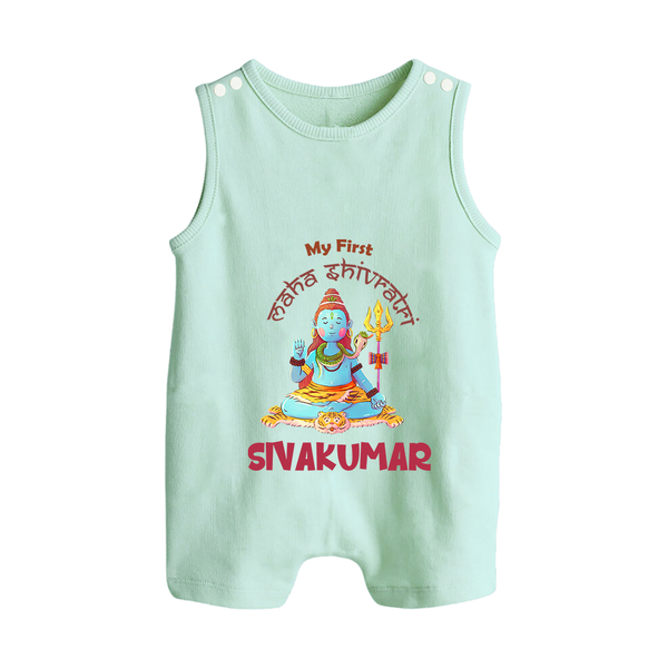 Little Shiva Collection – Personalized Mahashivratri Baby Romper Suit - MINT GREEN - 0 - 5 Months Old (Chest 18")
