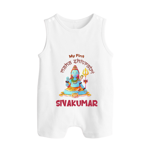 Little Shiva Collection – Personalized Mahashivratri Baby Romper Suit - WHITE - 0 - 5 Months Old (Chest 18")