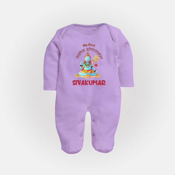 Little Shiva Collection – Personalized Mahashivratri Baby Fullbody Suit - LILAC - New Born (Chest 7.5")