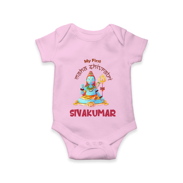 Little Shiva Collection – Personalized Mahashivratri Baby Romper - BABY PINK - New Born (Chest 14")