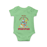 Little Shiva Collection – Personalized Mahashivratri Baby Romper - GREEN - New Born (Chest 14")