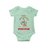 Little Shiva Collection – Personalized Mahashivratri Baby Romper - MINT GREEN - New Born (Chest 14")