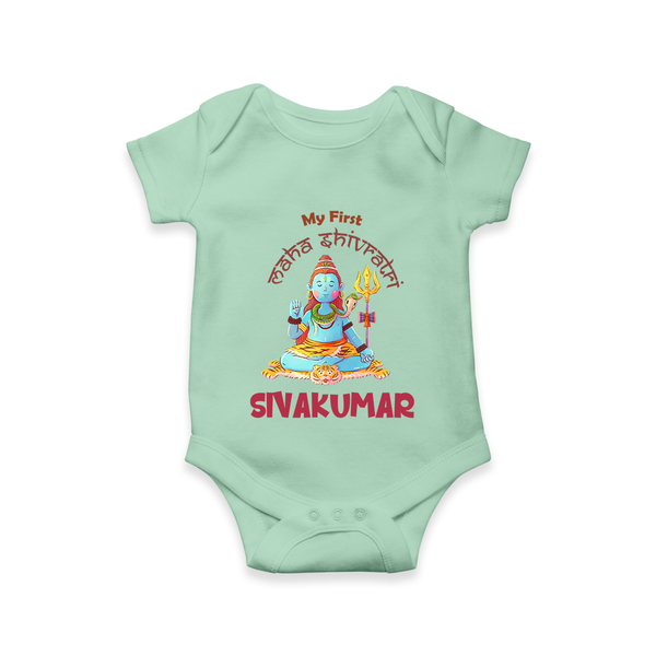 Little Shiva Collection – Personalized Mahashivratri Baby Romper - MINT GREEN - New Born (Chest 14")