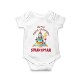 Little Shiva Collection – Personalized Mahashivratri Baby Romper - WHITE - New Born (Chest 14")
