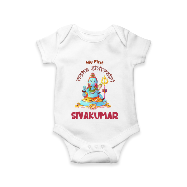 Little Shiva Collection – Personalized Mahashivratri Baby Romper - WHITE - New Born (Chest 14")