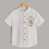 My First Mahashivaratri - A Night of Meditative Bliss Customized Shirt for Kids with name - WHITE - 0 - 6 Months Old (Chest 23")