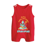 Little Shiva Collection – Personalized Mahashivratri Baby Romper Suit - RED - 0 - 5 Months Old (Chest 18")