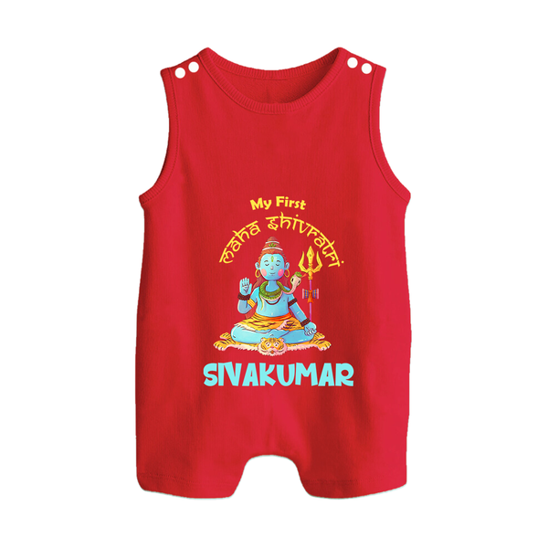 Little Shiva Collection – Personalized Mahashivratri Baby Romper Suit - RED - 0 - 5 Months Old (Chest 18")