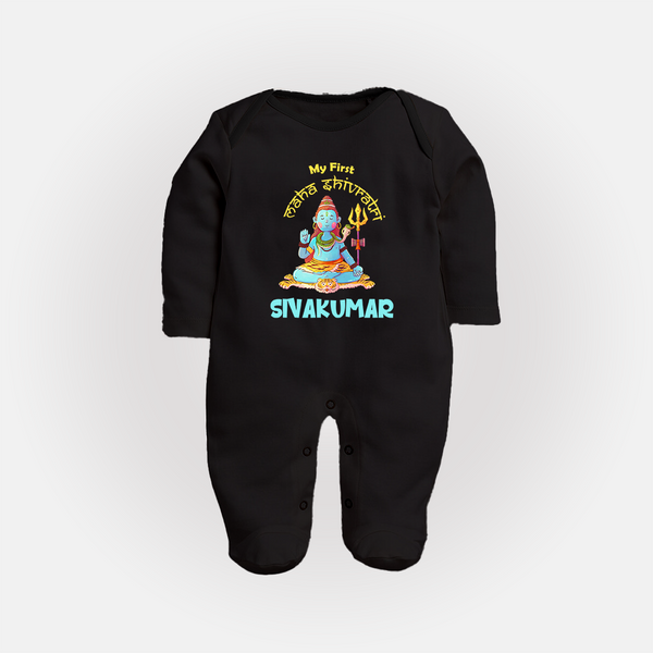 Little Shiva Collection – Personalized Mahashivratri Baby Fullbody Suit - BLACK - New Born (Chest 7.5")