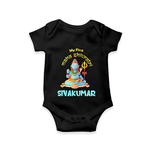 Little Shiva Collection – Personalized Mahashivratri Baby Romper - BLACK - New Born (Chest 14")