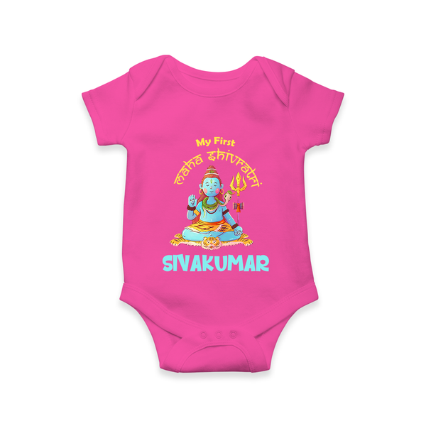 Little Shiva Collection – Personalized Mahashivratri Baby Romper - HOT PINK - New Born (Chest 14")
