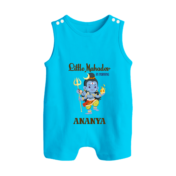 Little Mahadev In Training Romper Suit | Personalized Romper Suit for Lord Shiva's Little One - SKY BLUE - 0 - 5 Months Old (Chest 18")