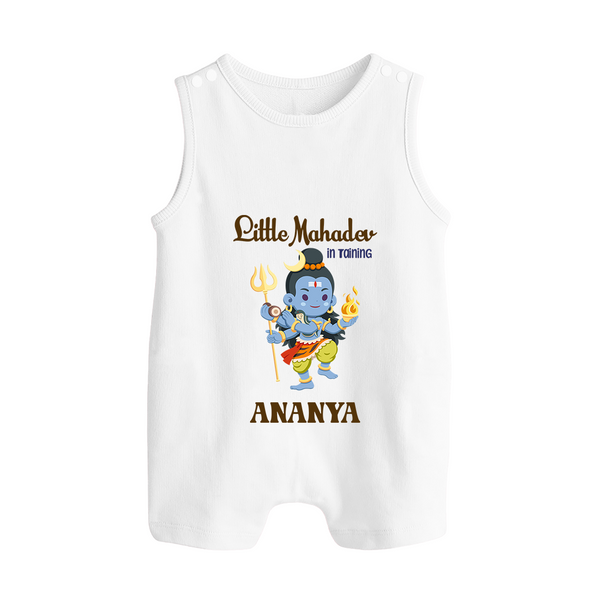 Little Mahadev In Training Romper Suit | Personalized Romper Suit for Lord Shiva's Little One - WHITE - 0 - 5 Months Old (Chest 18")