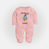 Little Mahadev In Training - Maha Shivaratri Customized Sleep Suit For Babies With Name - BABY PINK - New Born (Chest 7.5")