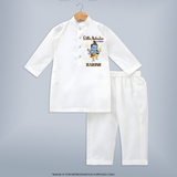Little Mahadev In Training Kurta Set | Personalized Kurta Set for Lord Shiva's Little One - WHITE - 3 - 6 Months Old (Chest 24", Kurta Length 14'', Waist 19", Pant Length 14")