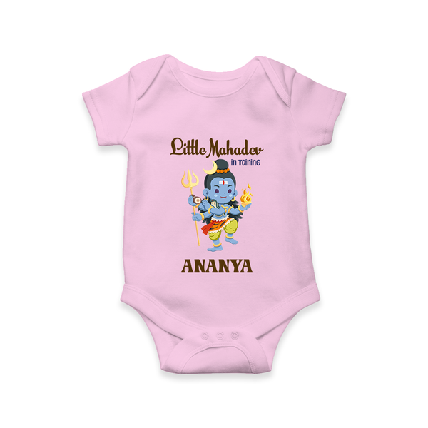 Little Mahadev In Training Romper | Personalized Romper for Lord Shiva's Little One - BABY PINK - New Born (Chest 14")