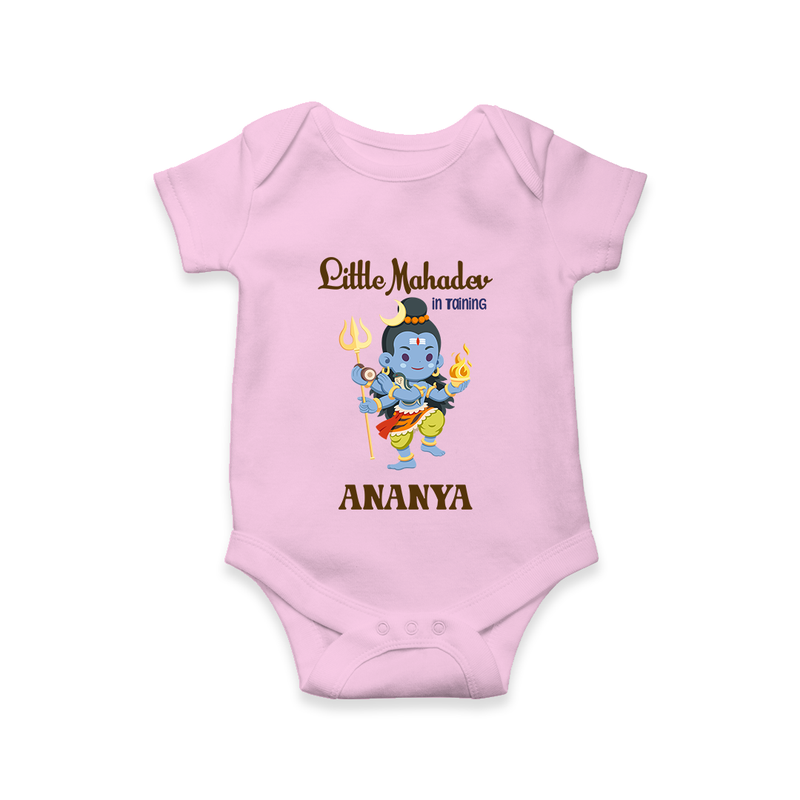 Little Mahadev In Training Romper | Personalized Romper for Lord Shiva's Little One - BABY PINK - New Born (Chest 14")