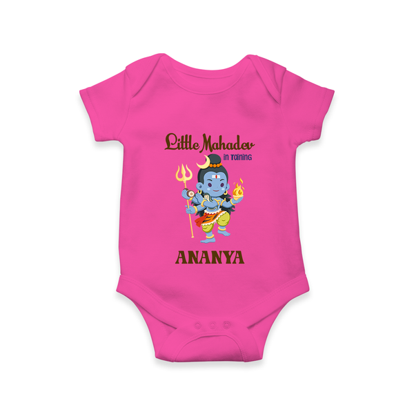 Little Mahadev In Training Romper | Personalized Romper for Lord Shiva's Little One - HOT PINK - New Born (Chest 14")