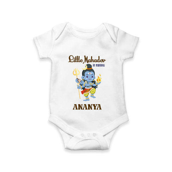 Little Mahadev In Training Romper | Personalized Romper for Lord Shiva's Little One - WHITE - New Born (Chest 14")