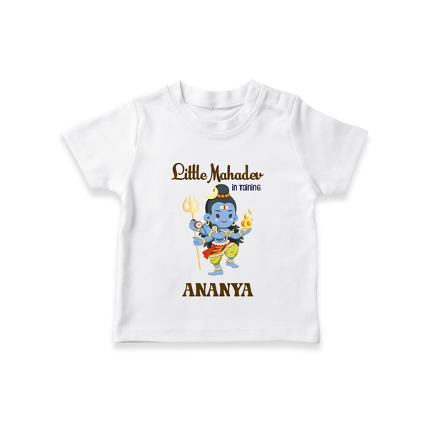 Little Mahadev In Training T-Shirt | Personalized T-Shirt for Lord Shiva's Little One - WHITE - 0-5 Months Old (Chest 17")