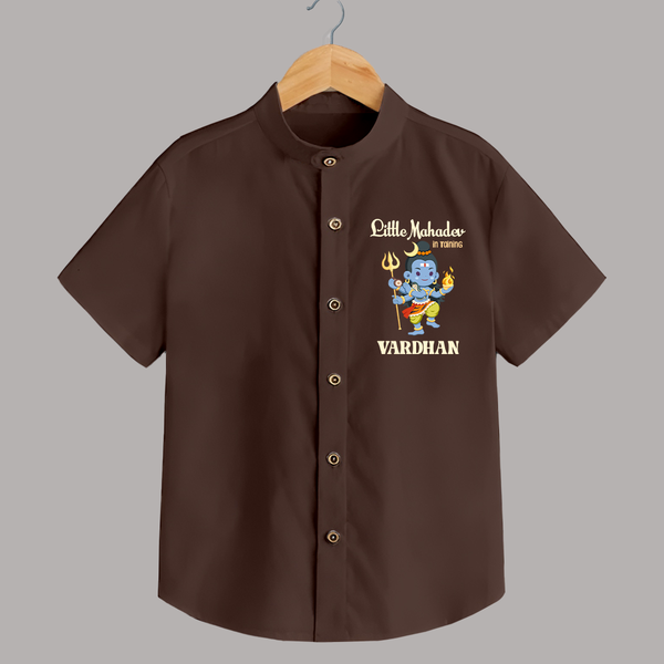 Little Mahadev In Training Shirt | Personalized Shirt for Lord Shiva's Little One - CHOCOLATE BROWN - 0 - 6 Months Old (Chest 23")