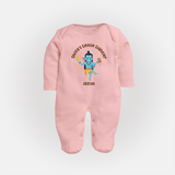 Shiva's Little Dancer - Maha Shivaratri Customized Sleep Suit For Babies With Name - BABY PINK - New Born (Chest 7.5")