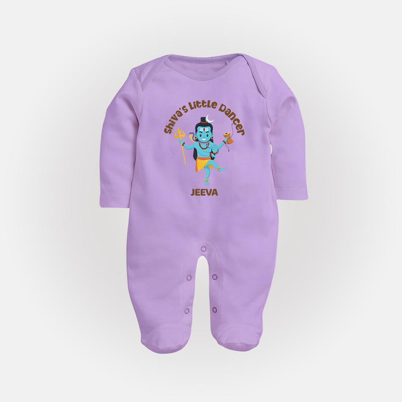 Shiva's Little Dancer - Maha Shivaratri Customized Sleep Suit For Babies With Name - LILAC - New Born (Chest 7.5")