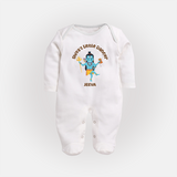 Shiva's Little Dancer - Maha Shivaratri Customized Sleep Suit For Babies With Name - WHITE - New Born (Chest 7.5")