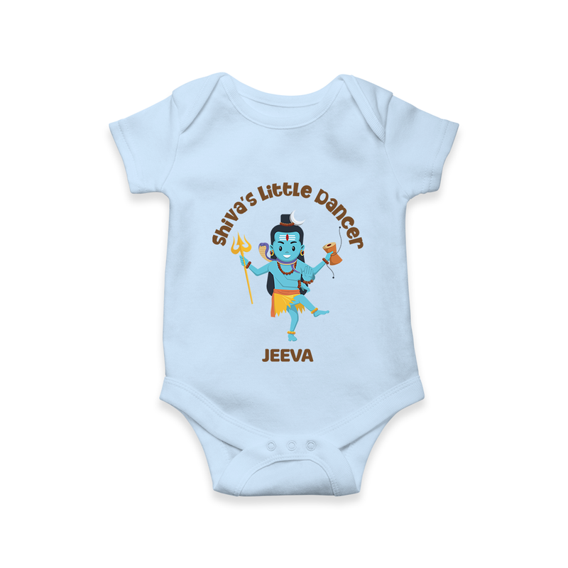 Shiva's Little Dancer - Maha Shivaratri Customized Romper For Babies With Name - BABY BLUE - 0 - 3 Months Old (Chest 16")