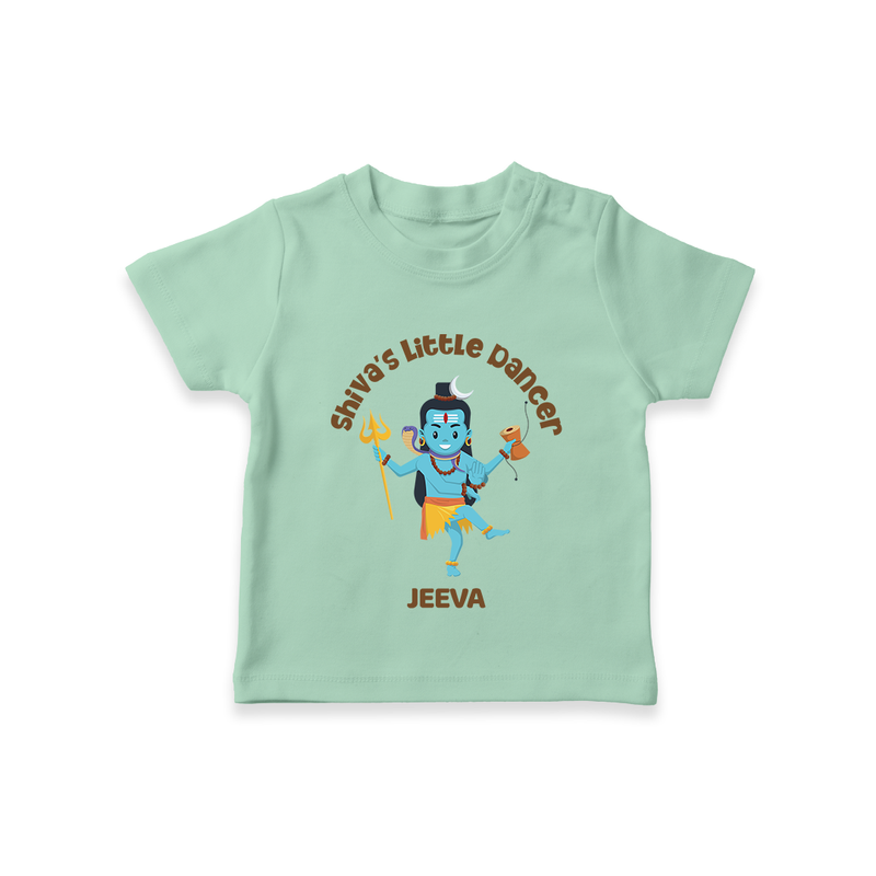 Shiva's Little Dancer - Maha Shivaratri Customized T-Shirt For Kids With Name - MINT GREEN - 0-5 Months Old (Chest 17")