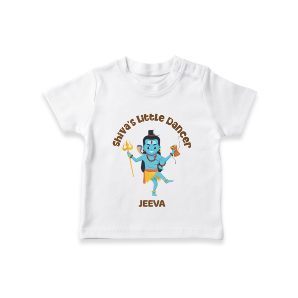 Shiva's Little Dancer - Maha Shivaratri Customized T-Shirt For Kids With Name - WHITE - 0-5 Months Old (Chest 17")