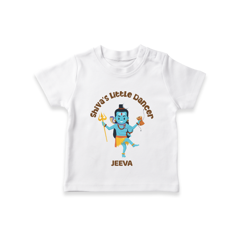 Shiva's Little Dancer - Maha Shivaratri Customized T-Shirt For Kids With Name - WHITE - 0-5 Months Old (Chest 17")