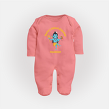 Shiva's Little Dancer - Maha Shivaratri Customized Sleep Suit For Babies With Name - PEACH - New Born (Chest 7.5")