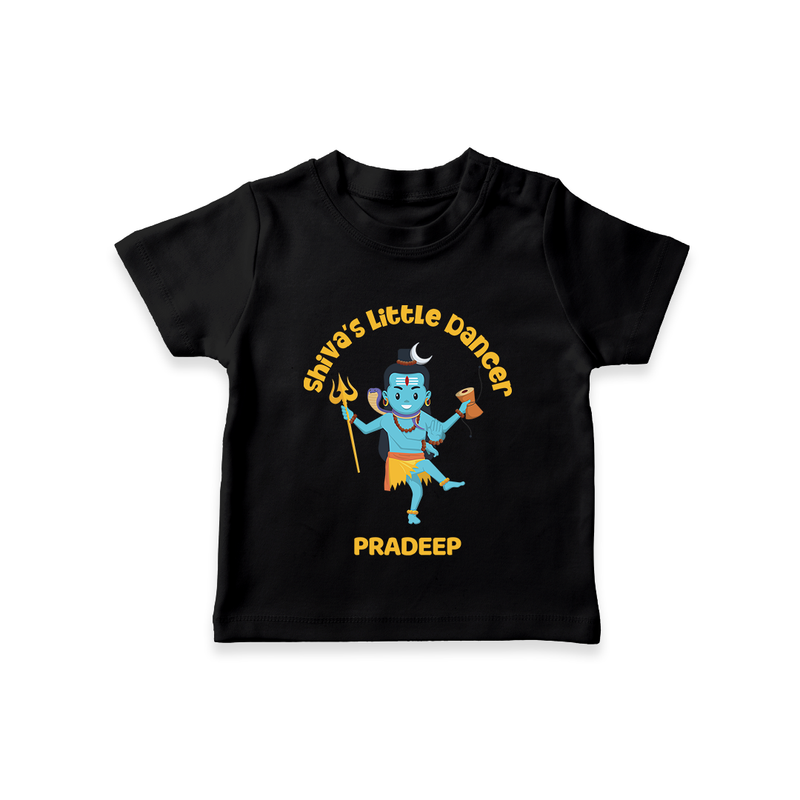 Shiva's Little Dancer - Maha Shivaratri Customized T-Shirt For Kids With Name - BLACK - 0-5 Months Old (Chest 17")