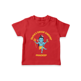 Shiva's Little Dancer - Maha Shivaratri Customized T-Shirt For Kids With Name - RED - 0-5 Months Old (Chest 17")