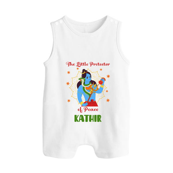 The Little Protector Romper Suit | Personalized Romper Suit for Shiva's Little Warrior - WHITE - 0 - 5 Months Old (Chest 18")