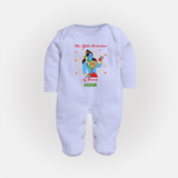 The Little Protector Of peace - Maha Shivaratri Customized Sleep Suit For Babies With Name - BABY BLUE - New Born (Chest 7.5")