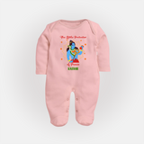 The Little Protector Of peace - Maha Shivaratri Customized Sleep Suit For Babies With Name - BABY PINK - New Born (Chest 7.5")