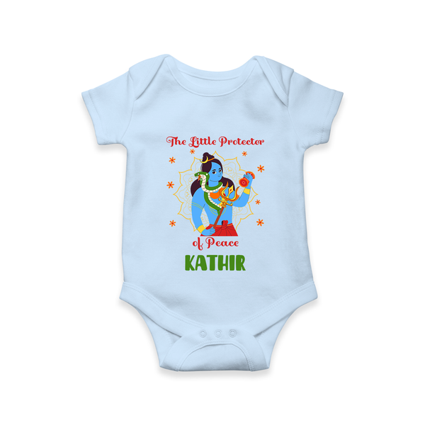 The Little Protector Romper | Personalized Romper for Shiva's Little Warrior - BABY BLUE - New Born (Chest 14")
