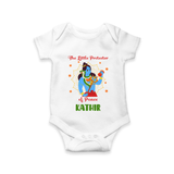 The Little Protector Romper | Personalized Romper for Shiva's Little Warrior - WHITE - New Born (Chest 14")