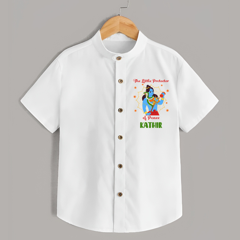 The Little Protector Shirt | Personalized Shirt for Shiva's Little Warrior - WHITE - 0 - 6 Months Old (Chest 23")