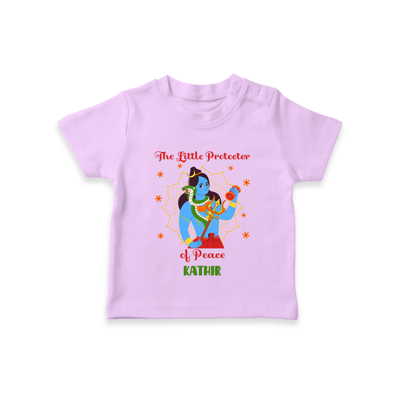 The Little Protector Of peace - Maha Shivaratri Customized T-Shirt For Kids With Name - LILAC - 0-5 Months Old (Chest 17")