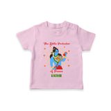 The Little Protector Of peace - Maha Shivaratri Customized T-Shirt For Kids With Name - PINK - 0-5 Months Old (Chest 17")