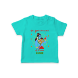 The Little Protector Of peace - Maha Shivaratri Customized T-Shirt For Kids With Name - TEAL - 0-5 Months Old (Chest 17")