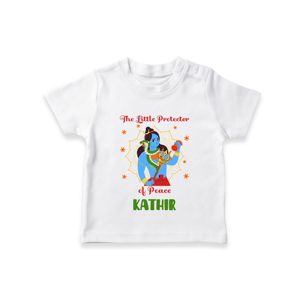 The Little Protector T-Shirt | Personalized T-Shirt for Shiva's Little Warrior - WHITE - 0-5 Months Old (Chest 17")