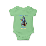 Shiva's Little Warrior - Maha Shivaratri Customized Romper For Babies With Name - GREEN - 0 - 3 Months Old (Chest 16")