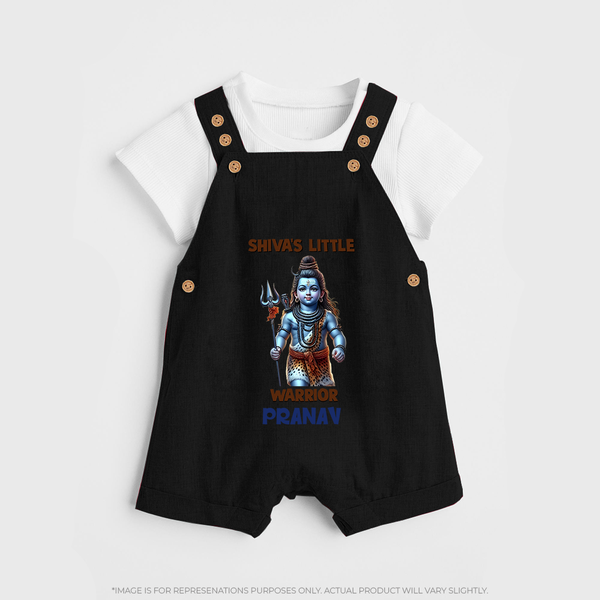 Shiva's Little Warrior Dungaree Set | Custom Dungaree Set for Lord Shiva's Devotee - BLACK - 0 - 5 Months Old (Chest 18")